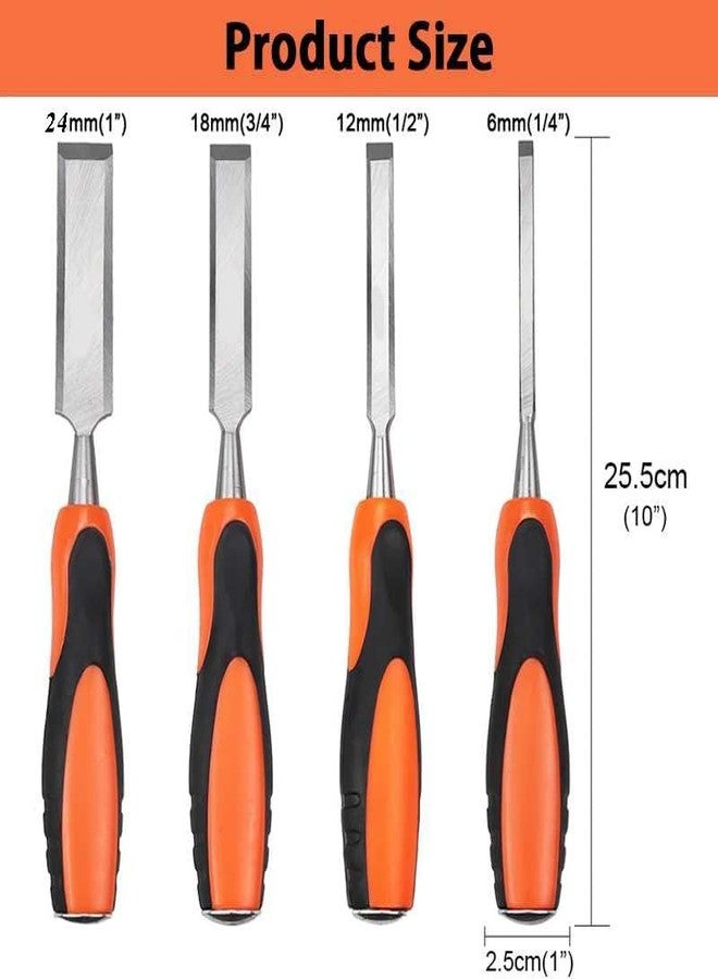 NIKTION 4 Piece Wood Chisel Sets Woodworking Tools Set, Wood Chisels for Woodworking with Steel Hammer End, Wood Tools Chisel Set Woodworking with Ergonomic Plastic Handle - Image 2